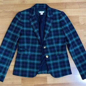 J. Crew Blue and Green Plaid Blazer Size 0